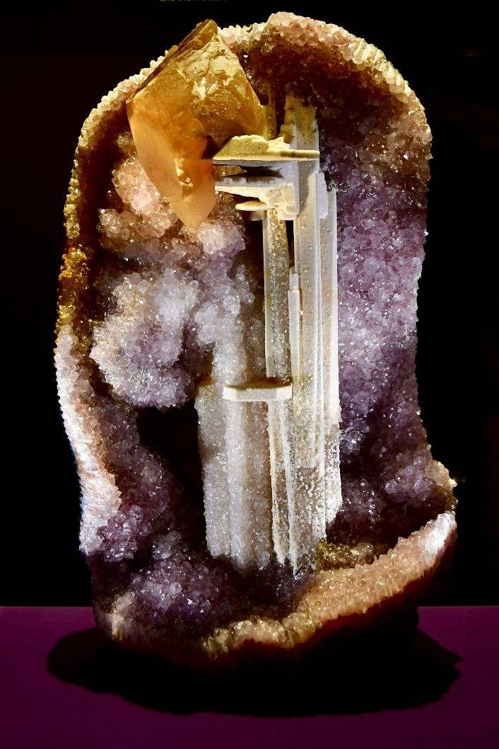 Calcite on Quartz (Variety Amethyst) in a Gorgeous Formation
